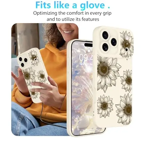 iPhone 17 Pro için OOK Çiçekli Kılıf, Sevimli Beyaz Ayçiçeği Desenleri | Yumuşak TPU, Darbeye Dayanıklı Koruyucu İnce Çiçekli Kadın ve Kız Çocuk Telefon Kılıfı 