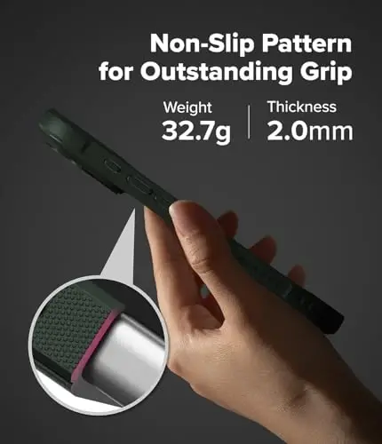 Ringke Onyx for iPhone 17 Pro Case, [Feels Good in The Hand] Oil & Dirt Resistant, Individual Lens Covers for Cameras, Non-Slip Enhanced Grip Lightweight Cover - Dark Green - 5