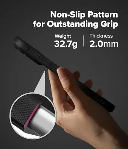 Ringke Onyx for iPhone 17 Pro Case, [Feels Good in The Hand] Oil & Dirt Resistant, Individual Lens Covers for Cameras, Non-Slip Enhanced Grip Lightweight Cover - Black - 5