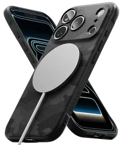 Ringke Onyx for iPhone 17 Pro Case, [Compatible with MagSafe] Oil & Dirt Resistant, Individual Lens Covers for Cameras, Non-Slip Enhanced Grip Lightweight Cover - Magnetic Camo Black - 1