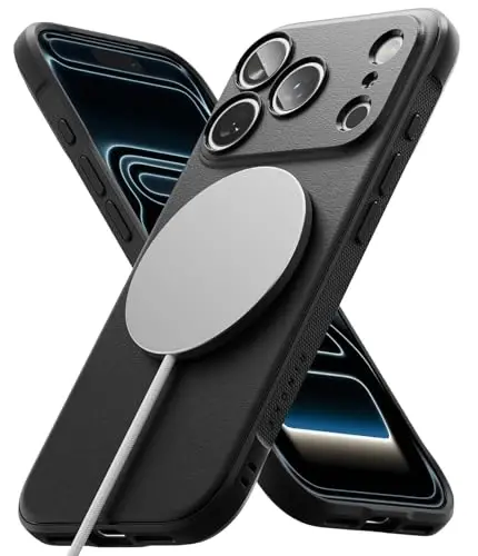 Ringke Onyx for iPhone 17 Pro Case, [Compatible with MagSafe] Oil & Dirt Resistant, Individual Lens Covers for Cameras, Non-Slip Enhanced Grip Lightweight Cover - Magnetic Black - 1