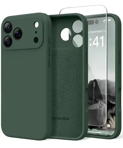 SuydanBox Magnetic for iPhone 17 Pro Case, Compatible with MagSafe, [Full Camera Protection][Screen Protector] Silicone Shockproof Protective Phone Case for iPhone 17 Pro 6.3