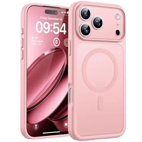 TOCOL for iPhone 17 Pro Case, Compatible with MagSafe, Light Pink | Built-in Magnets, Full Camera & Military-Grade Protection, Anti-Slip Shockproof Translucent Matte Back Phone Cover 