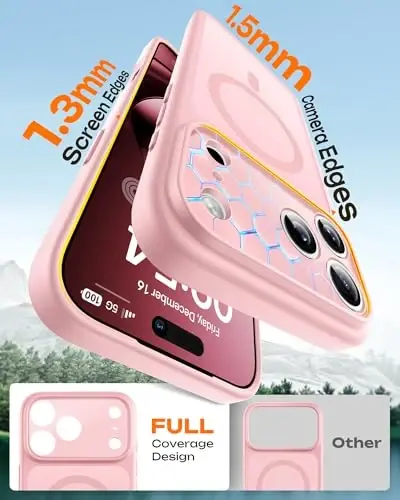 TOCOL for iPhone 17 Pro Case, Compatible with MagSafe, Light Pink | Built-in Magnets, Full Camera & Military-Grade Protection, Anti-Slip Shockproof Translucent Matte Back Phone Cover - 6