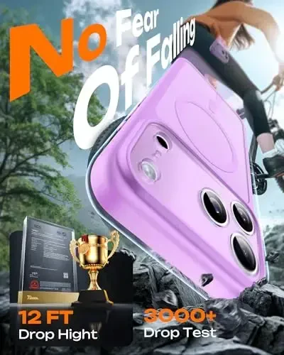 TOCOL for iPhone 17 Pro Case, Full Camera Protection, Built-in Magnetic Ring, Compatible with Magsafe Charger, Translucent Matte Phone Case for iPhone 17 Pro 6.3 inch (Midnight Purple) - 3