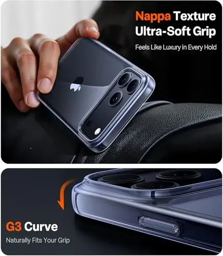 TORRAS for iPhone 17 Pro Case, Beyond Military-Grade Protection, Camera Control Button, DIY Buttons, Slim Thin Shockproof Hard Back Anti-Yellowing Anti-Scratch Phone case for iPhone 17 Pro, Clear - 6