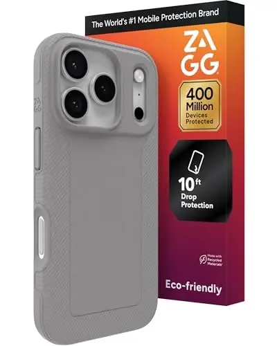 ZAGG Luxe Snap Phone Case for iPhone 17 Pro - Gray, Durable Graphene for Drop Protection (10ft/3m), Slim Lightweight Design, MagSafe Compatible - 1