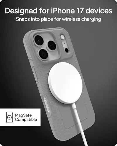 ZAGG Luxe Snap Phone Case for iPhone 17 Pro - Gray, Durable Graphene for Drop Protection (10ft/3m), Slim Lightweight Design, MagSafe Compatible - 5