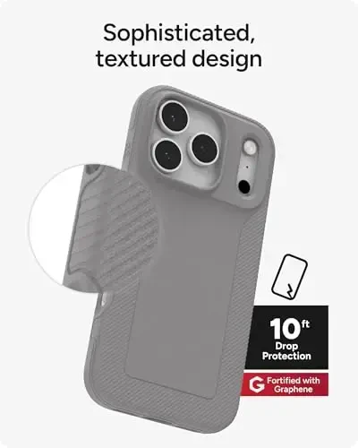 ZAGG Luxe Snap Phone Case for iPhone 17 Pro - Gray, Durable Graphene for Drop Protection (10ft/3m), Slim Lightweight Design, MagSafe Compatible - 6