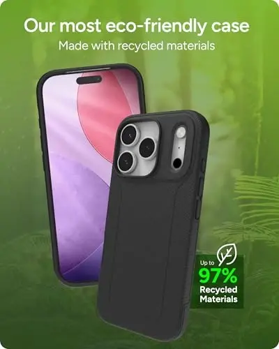 ZAGG Luxe Snap Phone Case for iPhone 17 Pro - Black, Durable Graphene for Drop Protection (10ft/3m), Slim Lightweight Design, MagSafe Compatible - 3