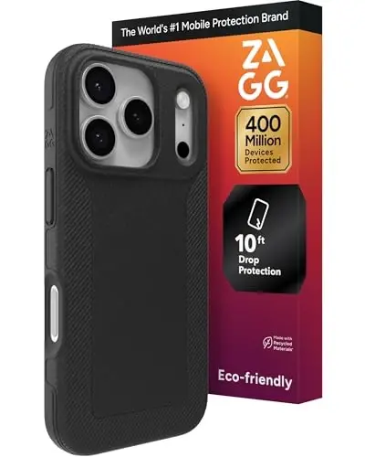 ZAGG Luxe Snap Phone Case for iPhone 17 Pro - Black, Durable Graphene for Drop Protection (10ft/3m), Slim Lightweight Design, MagSafe Compatible - ZAGG