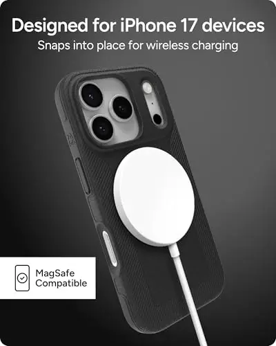 ZAGG Luxe Snap Phone Case for iPhone 17 Pro - Black, Durable Graphene for Drop Protection (10ft/3m), Slim Lightweight Design, MagSafe Compatible - 5