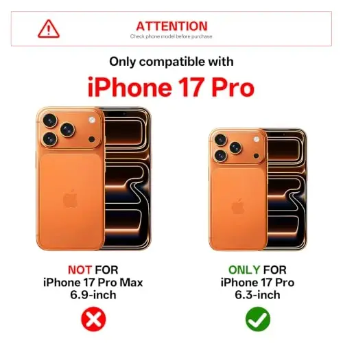 iPhone 17 Pro Kılıf için Çerçeve Stantlı 3'ü 1 Arada [1 Ekran Koruyucu ve 1 Kamera Lens Koruyucu][Sararmaz][MagSafe ile Uyumlu][3X Askeri Düşme Koruması] İnce Kılıf (Şeffaf) 