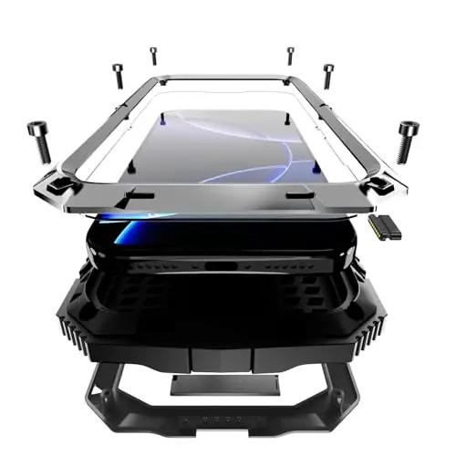 iPhone 17 Pro Kılıfı 6.3 inç ile uyumlu, Ağır Hizmet Tipi Dayanıklı [Alüminyum Standlı] Askeri Sınıf Metal Kauçuk [Dahili Ekran Koruyucu ve Kamera Lens Korumalı] Telefon Kılıfı (iPhone 17 Pro 6.3'' 2025 ile uyumlu) Gümüş - 6