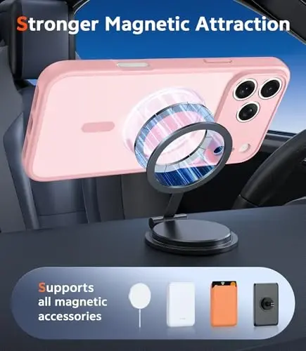 iPhone 17 Pro Kılıfı: Ekran Koruyuculu Mat Manyetik Telefon Kılıfı, Magsafe Uyumlu, İnce, Sararmaz, Darbeye Dayanıklı, Şeffaf Koruyucu Telefon Kılıfı (C-Pembe) - 4