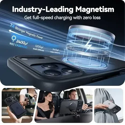 CASEKOO Ultra-Magnetic Stand for iPhone 17 Pro Case [Military Drop Protection] [Compatible with MagSafe] Shockproof Translucent Matte Slim Ring Holder Case for iPhone 17 Pro 6.3