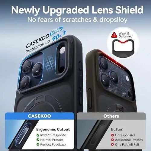 CASEKOO Ultra-Magnetic Stand for iPhone 17 Pro Case [Military Drop Protection] [Compatible with MagSafe] Shockproof Translucent Matte Slim Ring Holder Case for iPhone 17 Pro 6.3