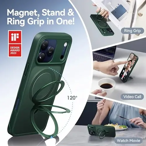 CASEKOO Ultra-Magnetic Stand for iPhone 17 Pro Case [Military Drop Protection] [Compatible with MagSafe] Shockproof Translucent Matte Slim Ring for iPhone 17 Pro Phone Case 6.3