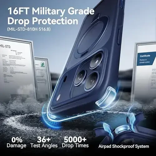 CASEKOO Ultra-Magnetic Stand for iPhone 17 Pro Case [Military Drop Protection] [Compatible with MagSafe] Shockproof Translucent Matte Slim Ring Holder Case for iPhone 17 pro 6.3