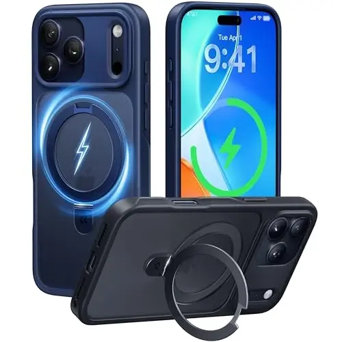 CASEKOO Ultra-Magnetic Stand for iPhone 17 Pro Case [Military Drop Protection] [Compatible with MagSafe] Shockproof Translucent Matte Slim Ring Holder Case for iPhone 17 pro 6.3