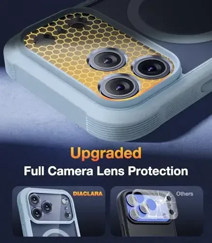 Diaclara Magnetic Designed for iPhone 17 Pro Case 6.3 Inch Full Body Bumper,[Compatible with MagSafe] Military Drop Proof Cover with Built-in Touch Sensitive Anti-Scratch Screen Protector, Blue - 5