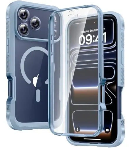 Diaclara Magnetic Designed for iPhone 17 Pro Case 6.3 Inch Full Body Bumper,[Compatible with MagSafe] Military Drop Proof Cover with Built-in Touch Sensitive Anti-Scratch Screen Protector, Blue 