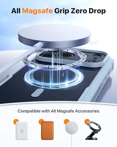 Diaclara Magnetic Designed for iPhone 17 Pro Case 6.3 Inch Full Body Bumper,[Compatible with MagSafe] Military Drop Proof Cover with Built-in Touch Sensitive Anti-Scratch Screen Protector, Blue - 5
