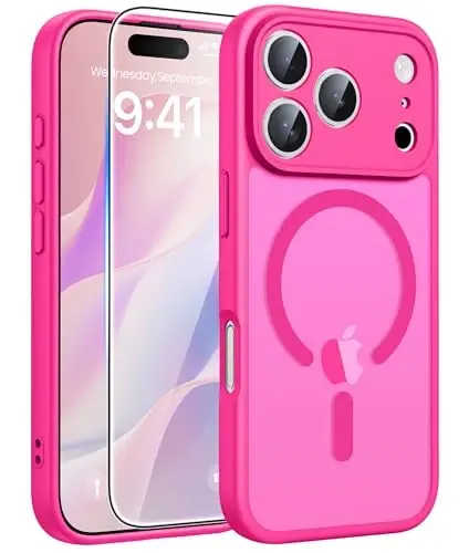 FNTCASE for iPhone 17 Pro Case: Magnetic Frosted Translucent Matte Military Grade Shockproof Slim Cover | Full Covered Camera Protection | Slim Drop Proof Durable Protective Cases - 2