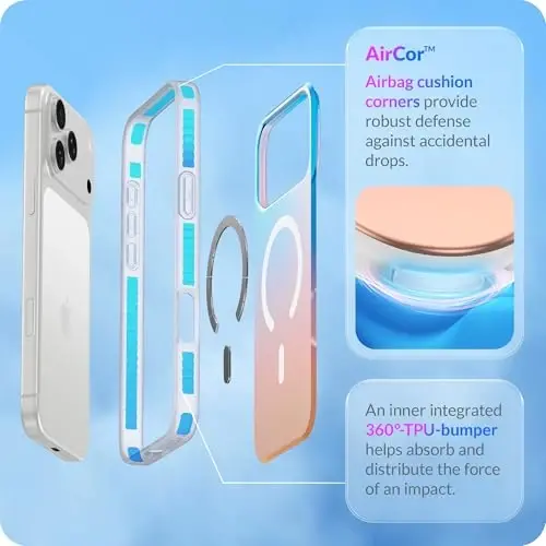 LONLI Hue for iPhone 17 Pro Case - Holographic Iridescent Shockproof Magnetic Cute Phone Cover - [Compatible with Magsafe] - Cute, Unique and Aesthetic for Women and Girls - 5