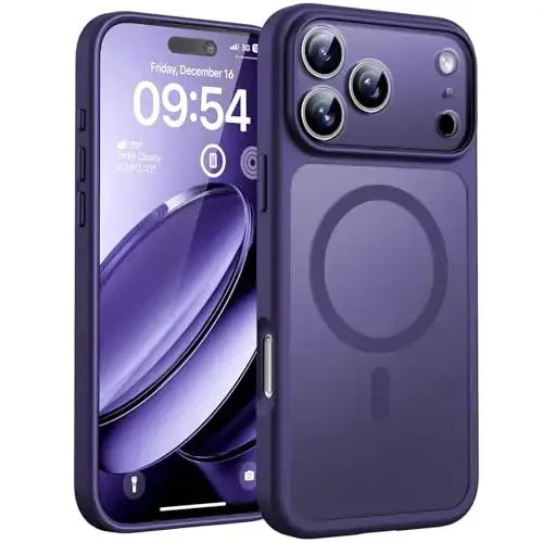 TOCOL for iPhone 17 Pro Case, Full Camera Protection, Built-in Magnetic Ring, Compatible with Magsafe Charger, Translucent Matte Case for iPhone 17 Pro 6.3 inch (Midnight Purple) - TOCOL