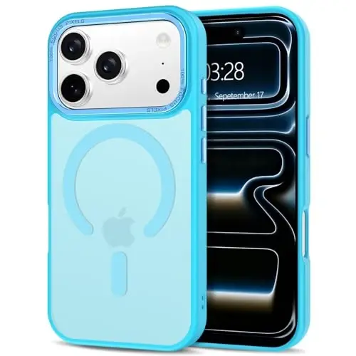 iPhone 17 Pro Kılıfı Manyetik Telefon Kılıfı, MagSafe ile Uyumlu, Yumuşak TPU Tampon, Sert Yarı Saydam Mat Arka Yüz, İnce Kesim, Darbeye Dayanıklı Koruyucu Kapak, Erkekler, Kadınlar ve Kızlar için - Göl Mavisi - ANUCK