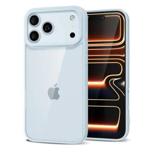 LoeoeL for iPhone 17 Pro Case Clear, Transparent Hybrid iPhone 17 Pro Phone Case [Hard Plastic & Soft Silicone Bumper] Acrylic Non Yellowing Thin Slim Protective Cover for Women, Light Blue 