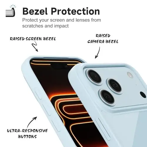 iPhone 17 Pro Kılıfı Şeffaf, Transparan Hibrit iPhone 17 Pro Telefon Kılıfı [Sert Plastik & Yumuşak Silikon Tampon] Akrilik Sararmayan İnce Koruyucu Kadınlar için Kapak, Açık Mavi - 4