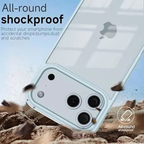 iPhone 17 Pro Kılıfı Şeffaf, Transparan Hibrit iPhone 17 Pro Telefon Kılıfı [Sert Plastik & Yumuşak Silikon Tampon] Akrilik Sararmayan İnce Koruyucu Kadınlar için Kapak, Açık Mavi - 6