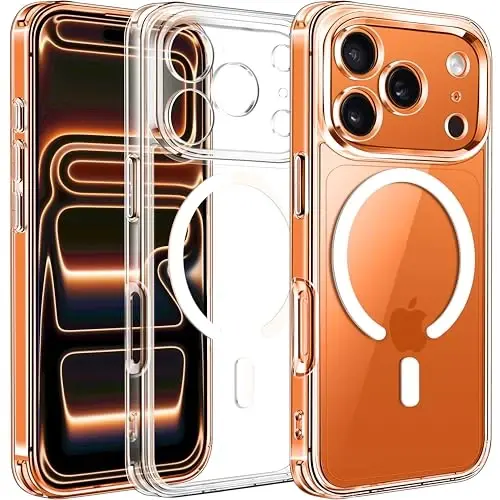 ivoler Magnetic Case for iPhone 17 Pro Max 6.9'' [Compatible with Magsafe] [15 FT Military Grade Protection] Magnetic Charger Case Bumper, Frosted Translucent Back for iPhone 17 Pro Max - Clear 
