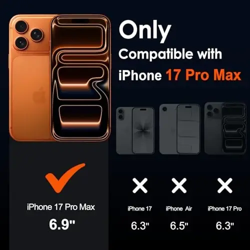 ivoler Magnetic Case for iPhone 17 Pro Max 6.9'' [Compatible with Magsafe] [15 FT Military Grade Protection] Magnetic Charger Case Bumper, Frosted Translucent Back for iPhone 17 Pro Max - Clear - 2