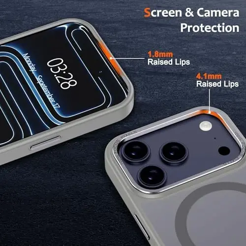 iPhone 17 Pro Max için Anuck Kılıf, MagSafe Uyumlu Manyetik Telefon Kılıfı, Yumuşak TPU Tamponlu Sert Yarı Saydam Mat Arka Yüzey, İnce, Darbeye Dayanıklı Koruyucu Kapak, Erkekler, Kadınlar ve Kızlar İçin - Gri - 3
