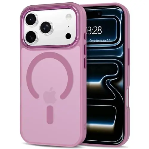 iPhone 17 Pro Max için Anuck Kılıf, MagSafe Uyumlu Manyetik Telefon Kılıfı, Yumuşak TPU Tamponlu Sert Yarı Saydam Mat Arka Yüzey, İnce, Darbeye Dayanıklı Koruyucu Kapak, Erkekler, Kadınlar ve Kızlar için - Üzüm Moru - 1