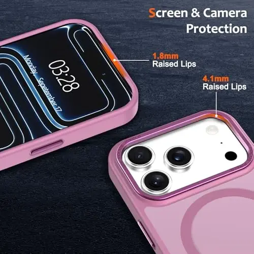iPhone 17 Pro Max için Anuck Kılıf, MagSafe Uyumlu Manyetik Telefon Kılıfı, Yumuşak TPU Tamponlu Sert Yarı Saydam Mat Arka Yüzey, İnce, Darbeye Dayanıklı Koruyucu Kapak, Erkekler, Kadınlar ve Kızlar için - Üzüm Moru - 3