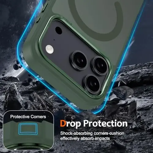 iPhone 17 Pro Max için Anuck Kılıf, MagSafe Uyumlu Manyetik Telefon Kılıfı, Yumuşak TPU Tamponlu Sert Yarı Saydam Mat Arka Yüzey, İnce, Darbeye Dayanıklı Koruyucu Kılıf, Erkekler, Kadınlar ve Kızlar İçin - Koyu Yeşil - 4