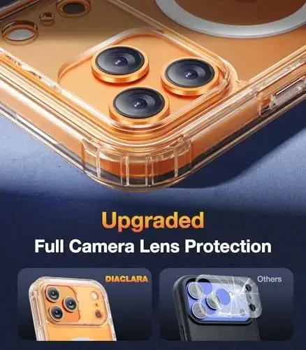 Diaclara Magnetic Designed for iPhone 17 Pro Max Case Full Body Bumper,[Compatible with MagSafe] Military Drop Proof Cover with Built-in Touch Sensitive Anti-Scratch Screen Protector, Clear - 5