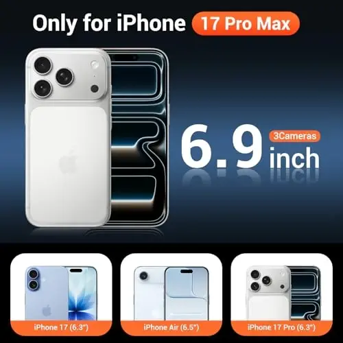 iPhone 17 Pro Max İçin Ekran Koruyuculu Temdan Kılıf, Magsafe ile Uyumlu, Sararmaya Karşı Dirençli, Askeri Düzeyde Koruma, Darbeye Dayanıklı İnce Manyetik Telefon Kılıfı Kapağı, Siyah - 2