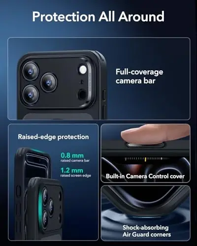 ESR for iPhone 17 Pro Max Case for MagSafe, Camera Control, Frosted Black | Ultra Slim, 3X Military-Grade Drop Protection, Magnetic Phone Case, Impact Absorbing, Resists Scratches - 3