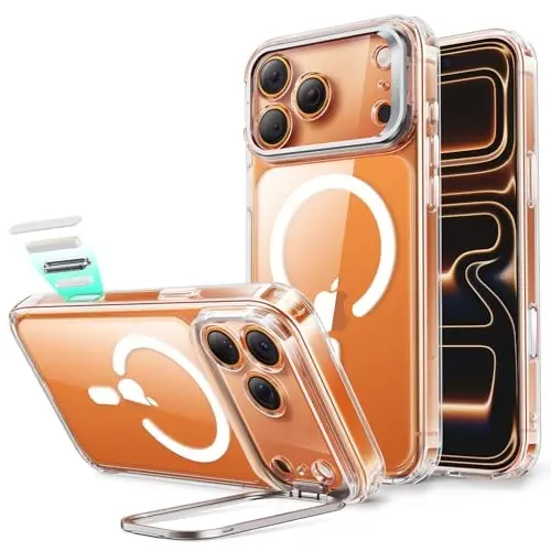 ESR for iPhone 17 Pro Max Case with Stash Stand, Camera Control Cover Compatible with MagSafe, Military-Grade Drop Protection Phone Case for iPhone 17 Pro Max, Scratch-Resistant Back Cover, Clear - 1