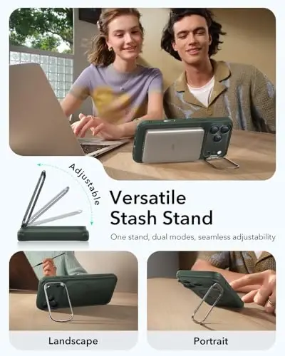 ESR for iPhone 17 Pro Max Case with Stash Stand, Camera Control Cover Compatible with MagSafe, Military-Grade Drop Protection Magnetic Phone Case, Scratch-Resistant Back Cover,Frosted Green - 5