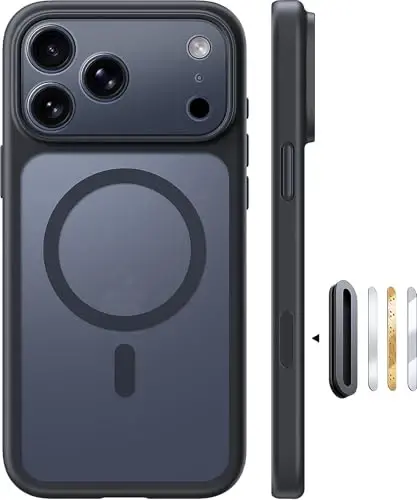 iPhone 17 Pro Max için Kamera Kontrol Yakalama Düğmeli TOCOL Kılıf, Magsafe Şarj Cihazı ile Uyumlu, Dahili Manyetik Halka, iPhone 17 ProMax 6.9 inç için Yarı Saydam Mat Telefon Kılıfı (Anahtar Siyahı) 