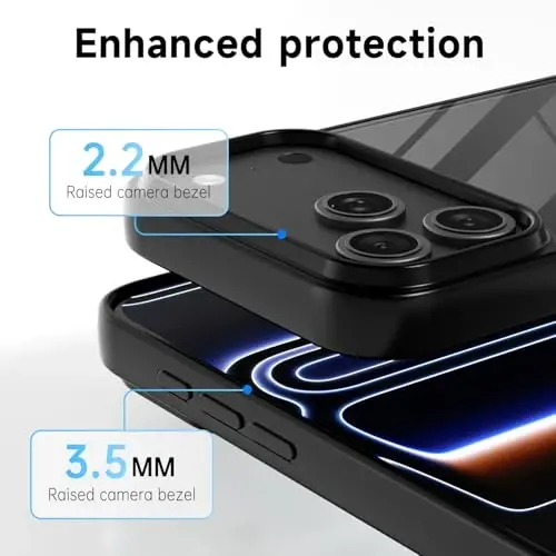 LoeoeL for iPhone 17 Pro Max Case Clear, Transparent Hybrid iPhone 17 Pro Max Phone Case [Hard Plastic & Soft Silicone Bumper] Acrylic Non Yellowing Thin Slim Protective Cover for Women, Black - 4