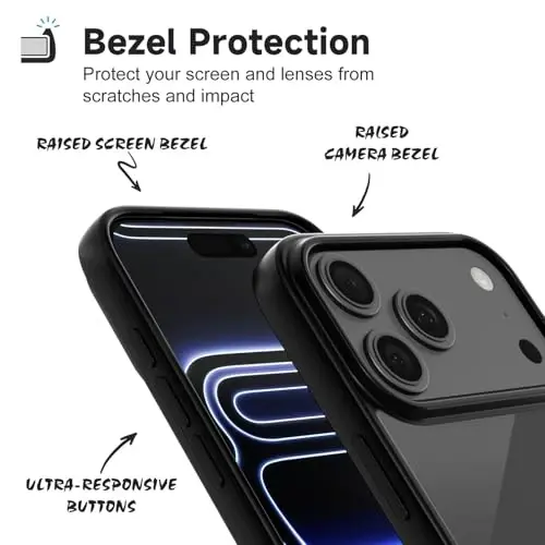 iPhone 17 Pro Max için LoeoeL Kılıfı Şeffaf, Transparan Hibrit iPhone 17 Pro Max Telefon Kılıfı [Sert Plastik & Yumuşak Silikon Tampon] Akrilik Sararmayan İnce Koruyucu Kadınlar için Kapak, Siyah - 4