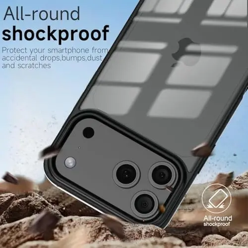 iPhone 17 Pro Max için LoeoeL Kılıfı Şeffaf, Transparan Hibrit iPhone 17 Pro Max Telefon Kılıfı [Sert Plastik & Yumuşak Silikon Tampon] Akrilik Sararmayan İnce Koruyucu Kadınlar için Kapak, Siyah - 6