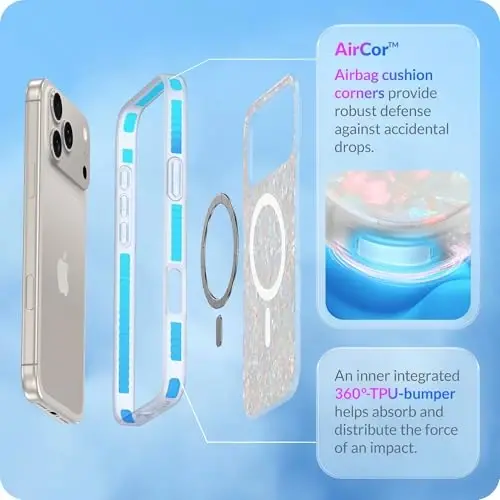 LONLI Hue for iPhone 17 Pro Max Case - White Pearl Tort Shockproof Magnetic Phone Cover - [Compatible with Magsafe] - Elegant, Unique and Aesthetic for Women and Girls - 4